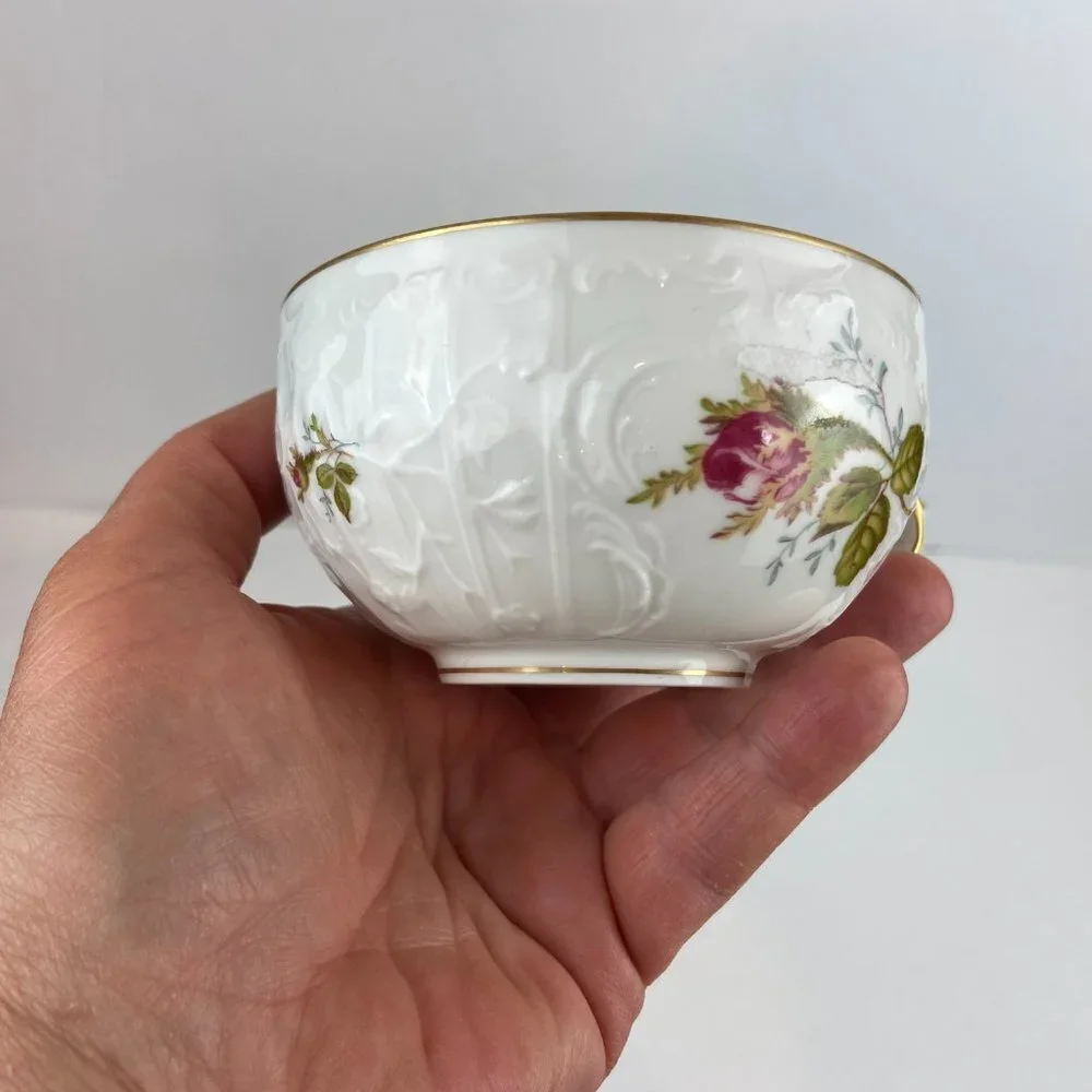 Set 3 pc NWOT ROSENTHAL POMPADOUR Ivory Moss Rose Cup Floral
